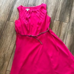 Hot pink party dress with cute animal print belt!